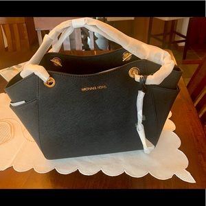 BRAND NEW Michael Kors Black Leather Jet Set Tote